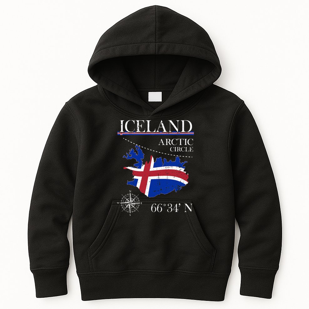 Iceland  Arctic Circle  Polar North Island Icelandic Flag Kids Hoodie