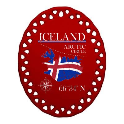 Iceland  Arctic Circle  Polar North Island Icelandic Flag Ceramic Oval Ornament