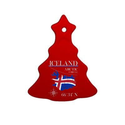 Iceland  Arctic Circle  Polar North Island Icelandic Flag Ceramic Tree Ornament