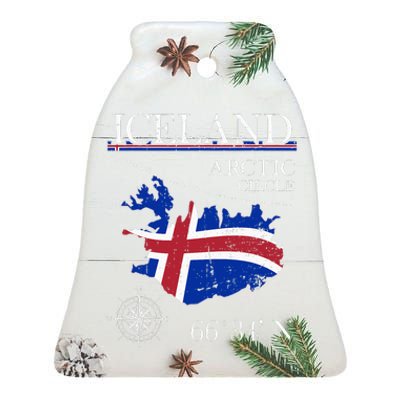 Iceland  Arctic Circle  Polar North Island Icelandic Flag Ceramic Bell Ornament