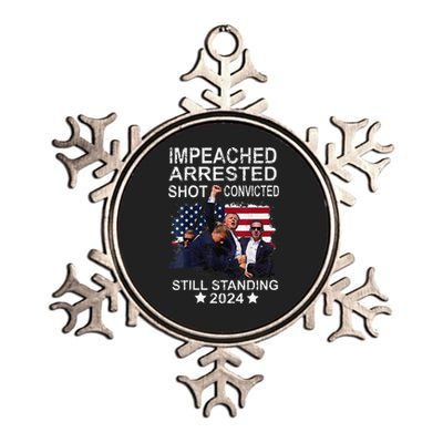 Impeached Arrested Convicted Shot Still Standing Metallic Star Ornament