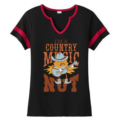 I'm A Country Music Nut Funny Ladies Halftime Notch Neck Tee