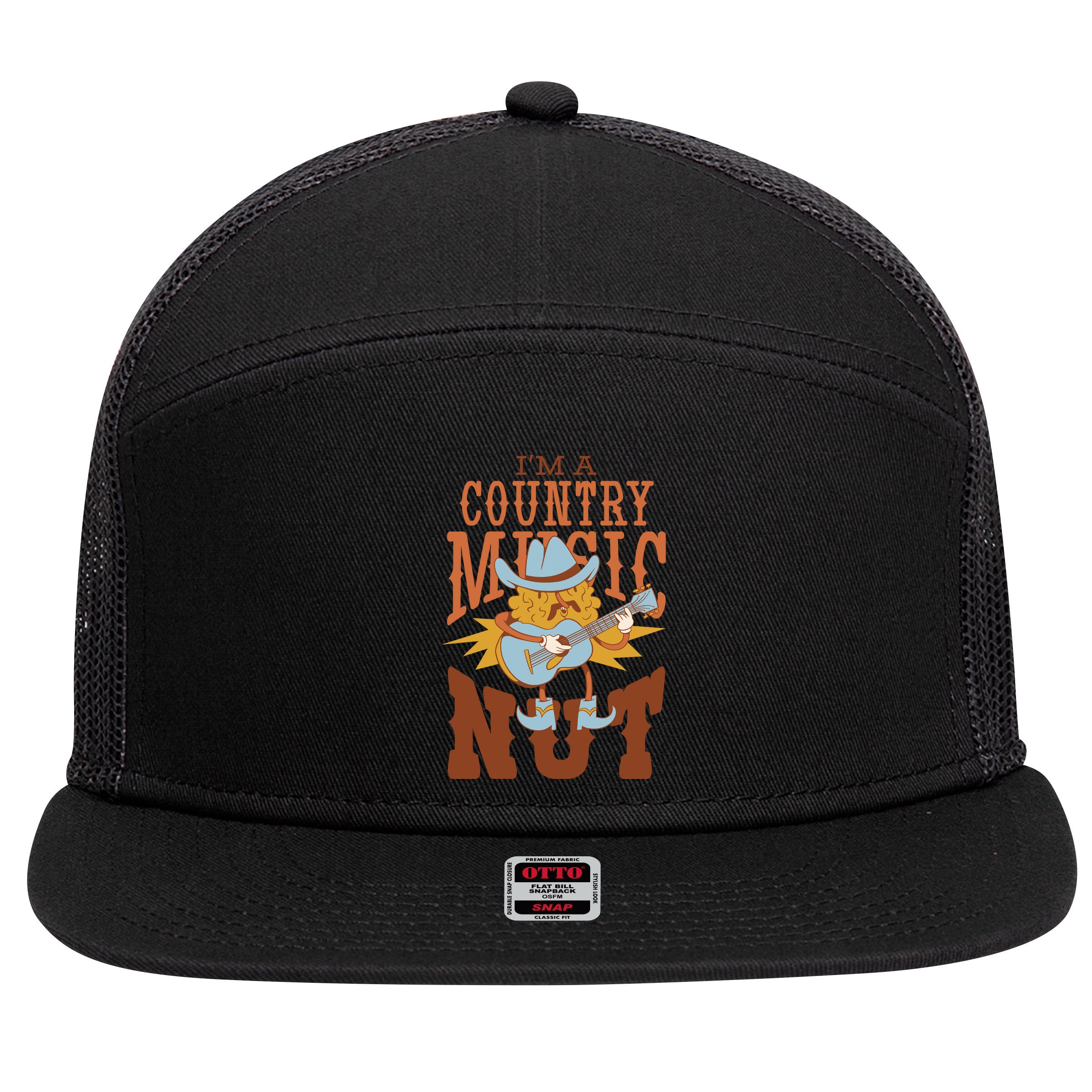 I'm A Country Music Nut Funny 7 Panel Mesh Trucker Snapback Hat