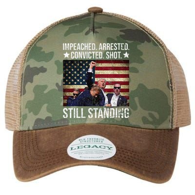 Impeached Arrested Convicted Shot Still Standing Legacy Tie Dye Trucker Hat