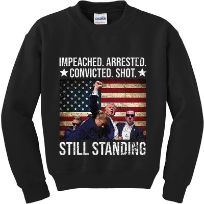 Impeached Arrested Convicted Shot Still Standing Kids Sweatshirt