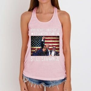 Impeached Arrested Convicted Shot Still Standing Women's Knotted Racerback Tank