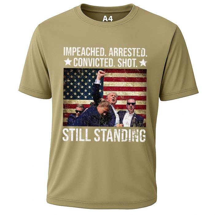 Impeached Arrested Convicted Shot Still Standing Cooling Performance Crew T-Shirt