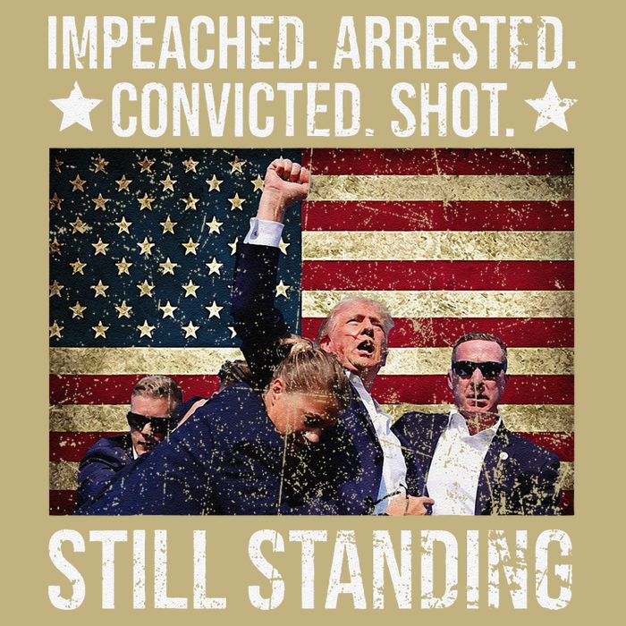Impeached Arrested Convicted Shot Still Standing Cooling Performance Crew T-Shirt