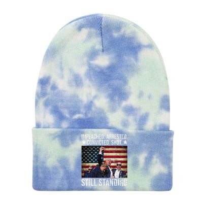 Impeached Arrested Convicted Shot Still Standing Tie Dye 12in Knit Beanie