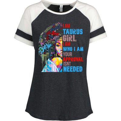 I Am Cute Taurus Black Afro Queen African Gift Enza Ladies Jersey Colorblock Tee