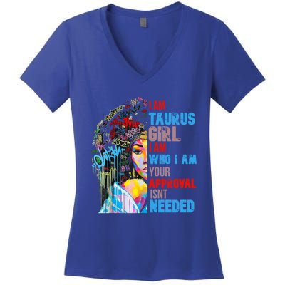 I Am Cute Taurus Black Afro Queen African Gift Women's V-Neck T-Shirt