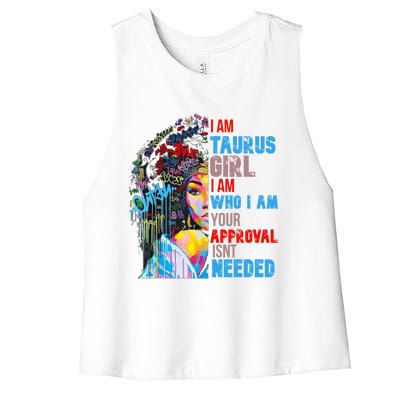 I Am Cute Taurus Black Afro Queen African Gift Women's Racerback Cropped Tank