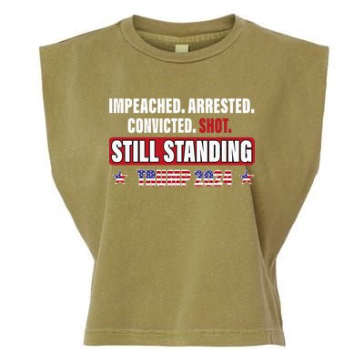 Impeached Arrested Convicted Shot Still Standing Trump 2024 Garment-Dyed Women's Muscle Tee