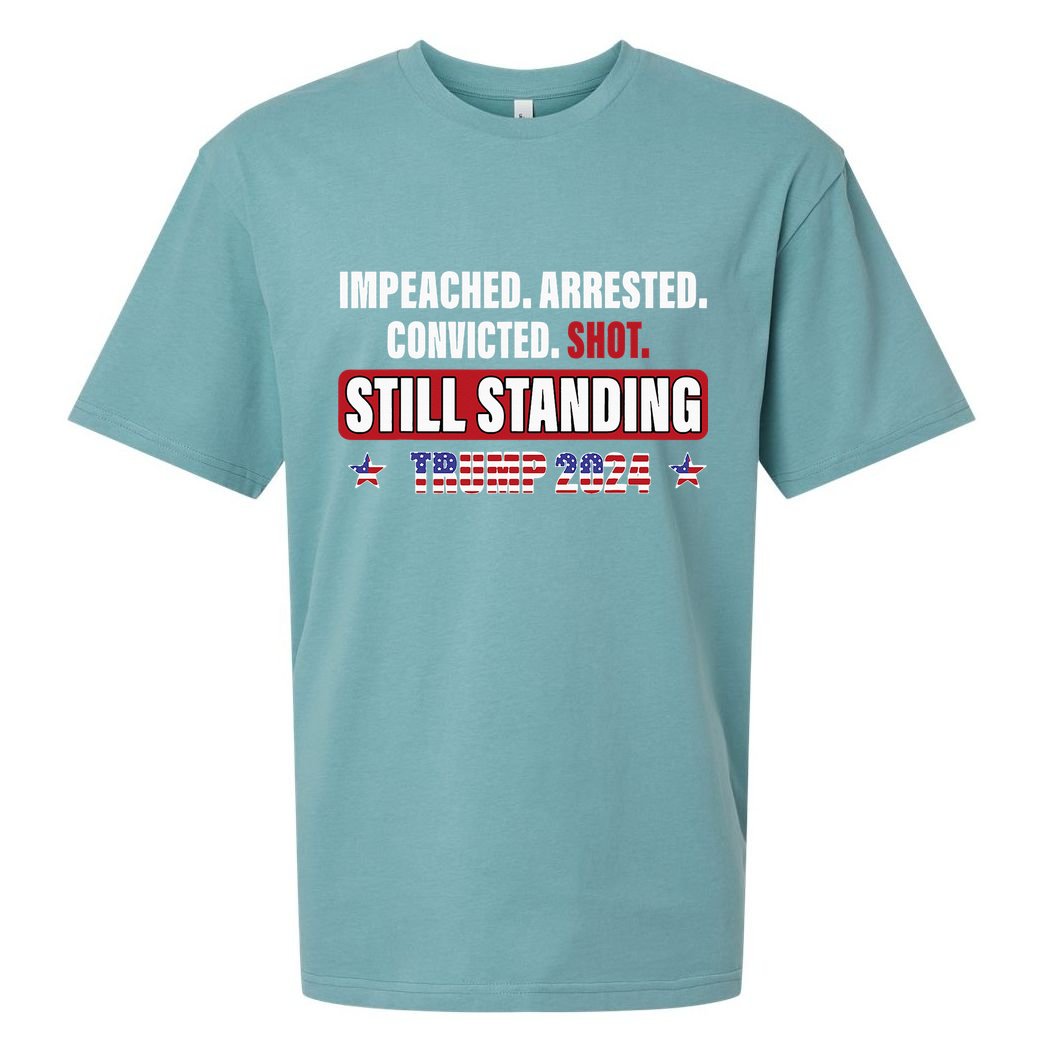 Impeached Arrested Convicted Shot Still Standing Trump 2024 Sueded Cloud Jersey T-Shirt