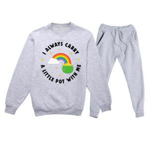 I Always Carry A Little Pot With Me Rainbow St Patricks Day Premium Crewneck Sweatsuit Set