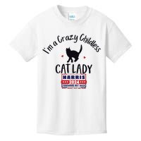 Im A Crazy Childless Cat Lady Kamala Harris 2024 President Kids T-Shirt