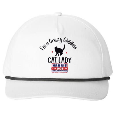 Im A Crazy Childless Cat Lady Kamala Harris 2024 President Snapback Five-Panel Rope Hat