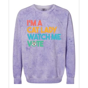 IM A Cat Lady Watch Me Vote Funny President 2024 Election Colorblast Crewneck Sweatshirt