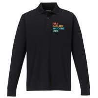 IM A Cat Lady Watch Me Vote Funny President 2024 Election Performance Long Sleeve Polo