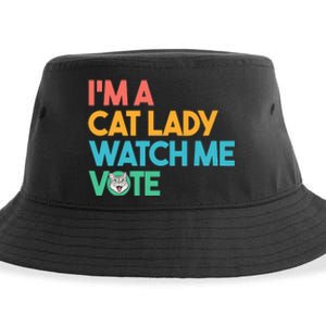 IM A Cat Lady Watch Me Vote Funny President 2024 Election Sustainable Bucket Hat