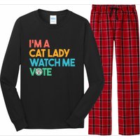 IM A Cat Lady Watch Me Vote Funny President 2024 Election Long Sleeve Pajama Set