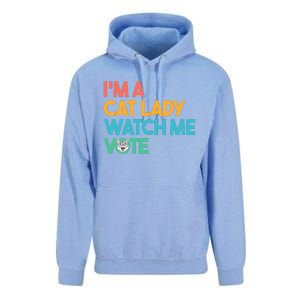 IM A Cat Lady Watch Me Vote Funny President 2024 Election Unisex Surf Hoodie