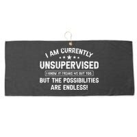 I Am Currently Unsupervised But Possibilities Are Endless Large Microfiber Waffle Golf Towel
