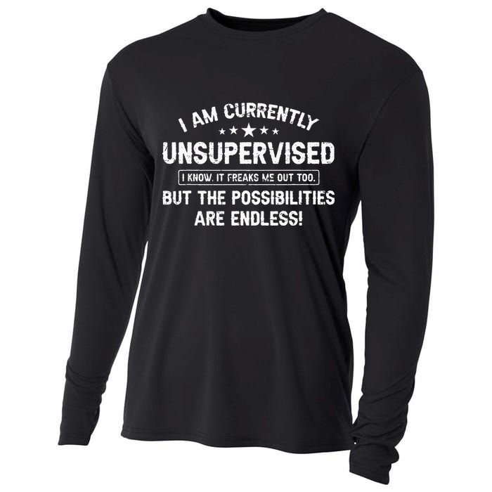 I Am Currently Unsupervised But Possibilities Are Endless Cooling Performance Long Sleeve Crew