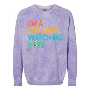 IM A Cat Lady Watch Me Vote Funny President 2024 Election Colorblast Crewneck Sweatshirt