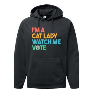 IM A Cat Lady Watch Me Vote Funny President 2024 Election Performance Fleece Hoodie