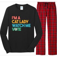 IM A Cat Lady Watch Me Vote Funny President 2024 Election Long Sleeve Pajama Set