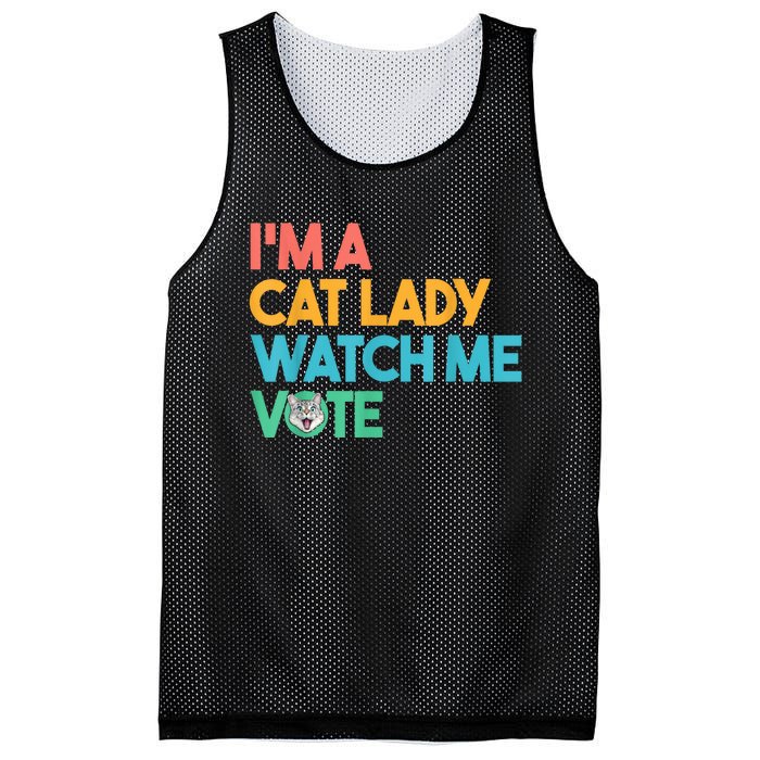 IM A Cat Lady Watch Me Vote Funny President 2024 Election Mesh Reversible Basketball Jersey Tank