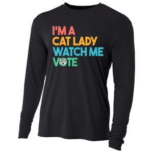 IM A Cat Lady Watch Me Vote Funny President 2024 Election Cooling Performance Long Sleeve Crew