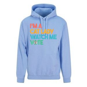 IM A Cat Lady Watch Me Vote Funny President 2024 Election Unisex Surf Hoodie