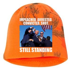 Impeached Arrested Convicted Shot Still Standing Donald Trump Kati - Camo Knit Beanie