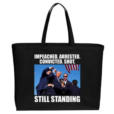 Impeached Arrested Convicted Shot Still Standing Donald Trump Cotton Canvas Jumbo Tote