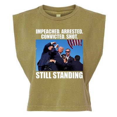 Impeached Arrested Convicted Shot Still Standing Donald Trump Garment-Dyed Women's Muscle Tee