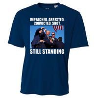 Impeached Arrested Convicted Shot Still Standing Donald Trump Cooling Performance Crew T-Shirt