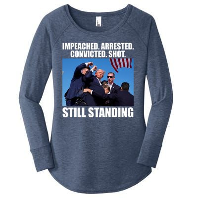 Impeached Arrested Convicted Shot Still Standing Donald Trump Women's Perfect Tri Tunic Long Sleeve Shirt