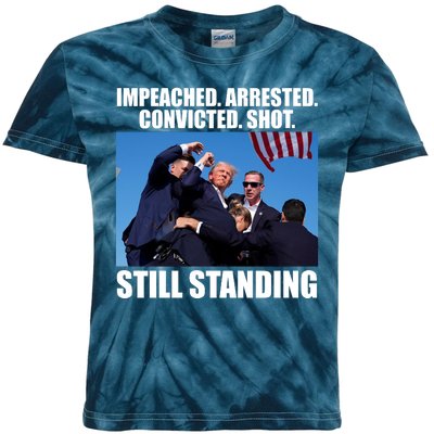 Impeached Arrested Convicted Shot Still Standing Donald Trump Kids Tie-Dye T-Shirt