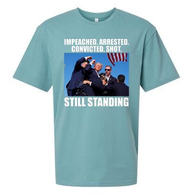 Impeached Arrested Convicted Shot Still Standing Donald Trump Sueded Cloud Jersey T-Shirt