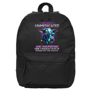 I Am Currently Unmedicated And Unsupervised I Know Funny Cow 16 in Basic Backpack