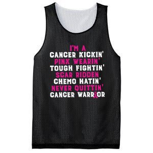 Im A Cancer Kickin Pink Wearing Tough Fighting Scar Ridden Mesh Reversible Basketball Jersey Tank