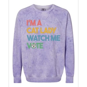 IM A Cat Lady Watch Me Vote Funny President 2024 Election Colorblast Crewneck Sweatshirt