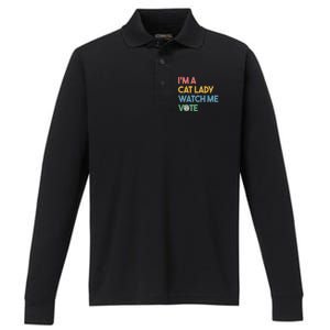 IM A Cat Lady Watch Me Vote Funny President 2024 Election Performance Long Sleeve Polo