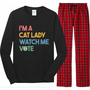 IM A Cat Lady Watch Me Vote Funny President 2024 Election Long Sleeve Pajama Set