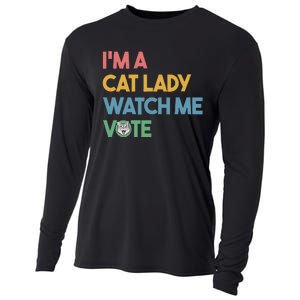 IM A Cat Lady Watch Me Vote Funny President 2024 Election Cooling Performance Long Sleeve Crew