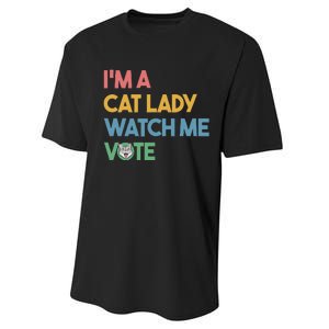 IM A Cat Lady Watch Me Vote Funny President 2024 Election Performance Sprint T-Shirt