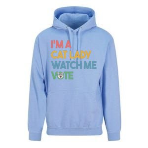 IM A Cat Lady Watch Me Vote Funny President 2024 Election Unisex Surf Hoodie