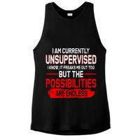 I Am Currently Unsupervised The Possibilities Are Endless Ladies PosiCharge Tri-Blend Wicking Tank